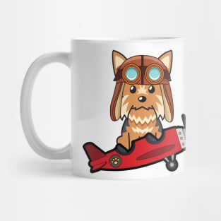 Cute yorkshire terrier is in a vintage plane Mug